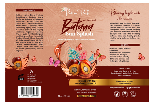 BATANA SUNSPLASH Anti Breakage Leave in conditioner & Detangler Spray 8oz | 16oz