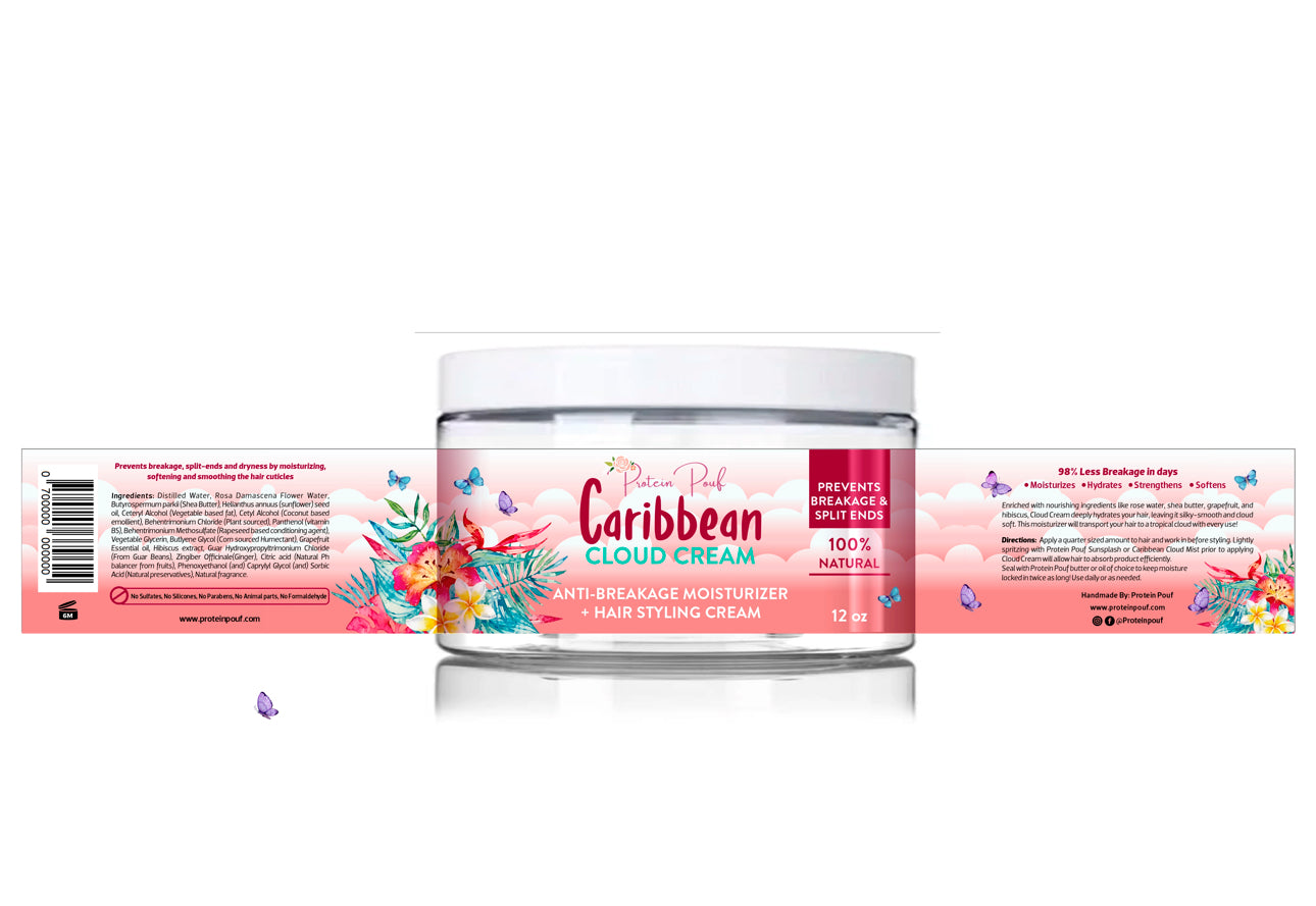 Caribbean Cloud Cream |Anti breakage/Split-End Leave in Hair Moisturizer | 8oz & 12oz