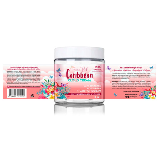 Caribbean Cloud Cream |Anti breakage/Split-End Leave in Hair Moisturizer | 8oz & 12oz