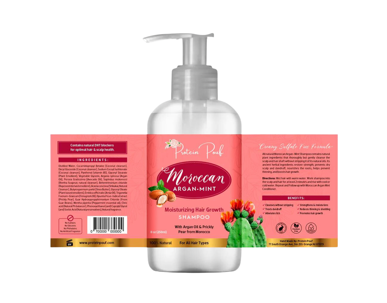 New! |SHAMPOO| Moroccan Mint ALL Natural Moisturizing Shampoo
