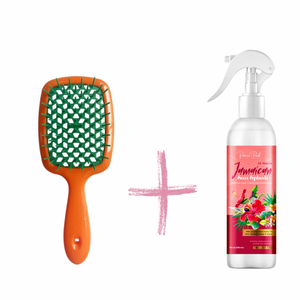 Instant Detangling Bundle- Pain free Detangled hair in seconds- 8oz sunsplash and Orange/Green viral detangling Brush