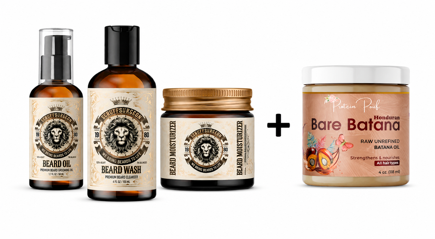 Scruff Surgeon| Batana & Bhringraj Men’s Beard Care Bundle | 2 Options