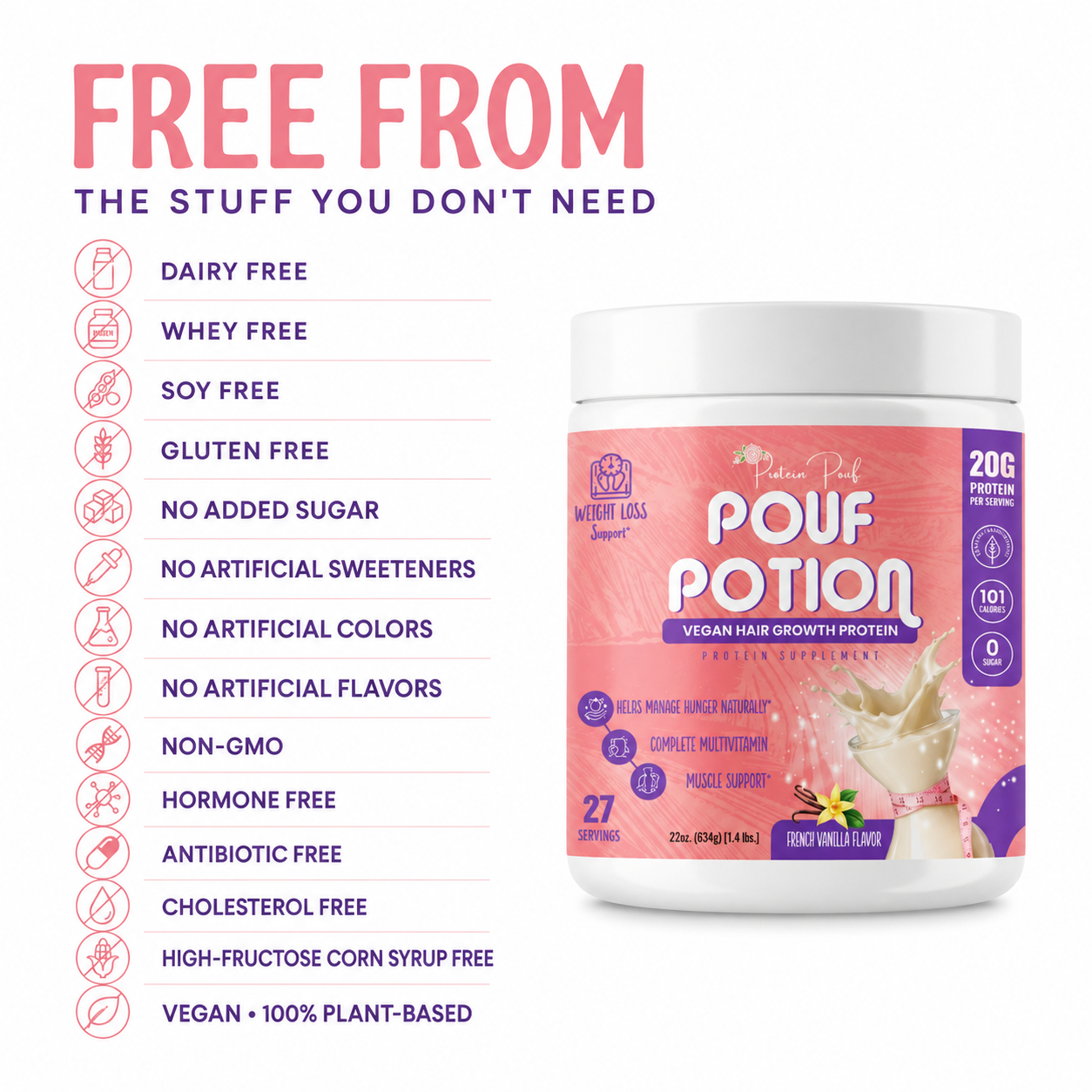 🚀NEW Pouf Potion 🪄Hair Growth + Weightloss multivitamin Vegan Shake