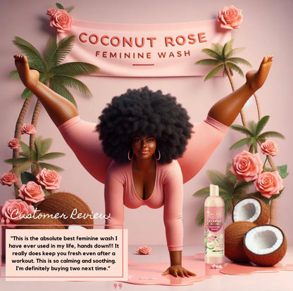 Coconut Rose Water All natural Feminine Wash (pH balanced) | Extra strength all day Freshness