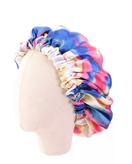 Kids Satin Lined Drawstring Pouf Protector bonnet (3 colors)