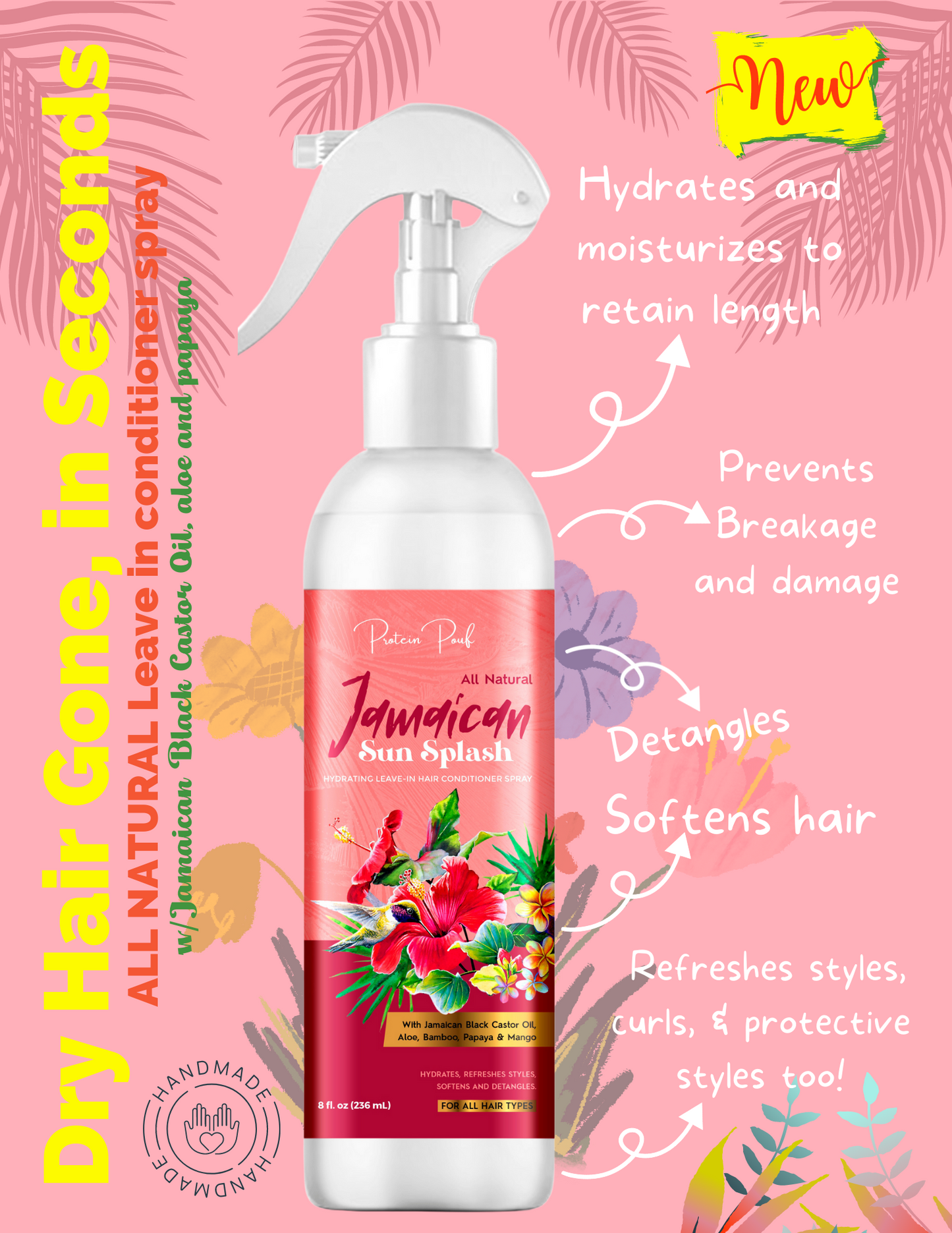 ‼️ $5 off TODAY with code SPLASH5 ‼️ Jamaican Sun Splash Natural Leave in Conditioner & Detangler Spray